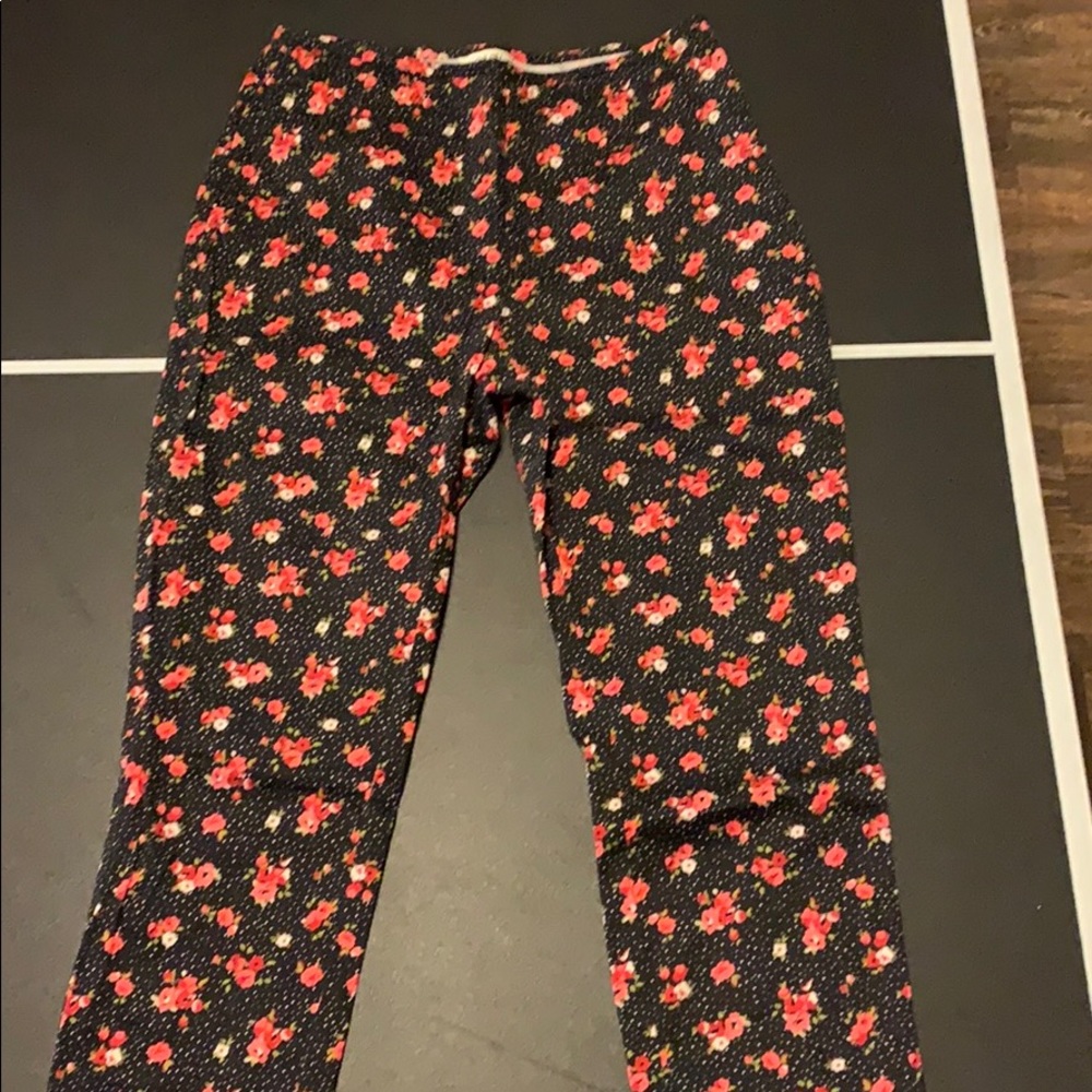Red floral dress pant